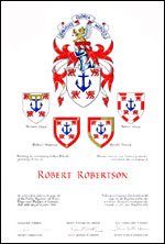 Letters patent granting heraldic emblems to Robert Robertson